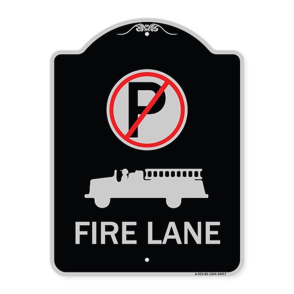 Signmission Fire Lane W/ No Parking& Graphic Heavy-Gauge Aluminum Architectural Sign, 24" x 18", BS-1824-24017 A-DES-BS-1824-24017 - main